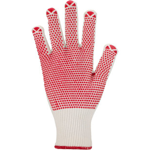 Feinstrick-Handschuhe mit roter Punktbenoppung